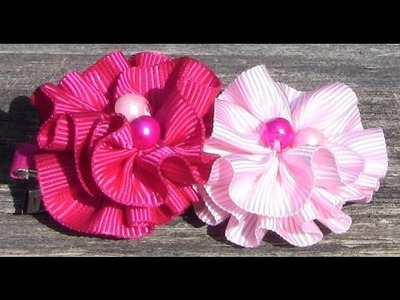 D.I.Y. Fivela boca de jacaré com Flores onduladas   - Fabric flower tutorial