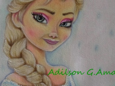 Pintando Elsa  - Frozen - Pintura em Tecido