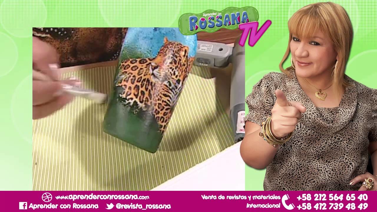 Botella con Técnica Decoupage - Aprender con Rossana TV #1. Temporada 2