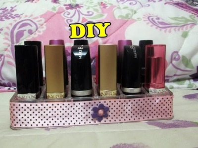 Diy porta batom decorado com fita poá