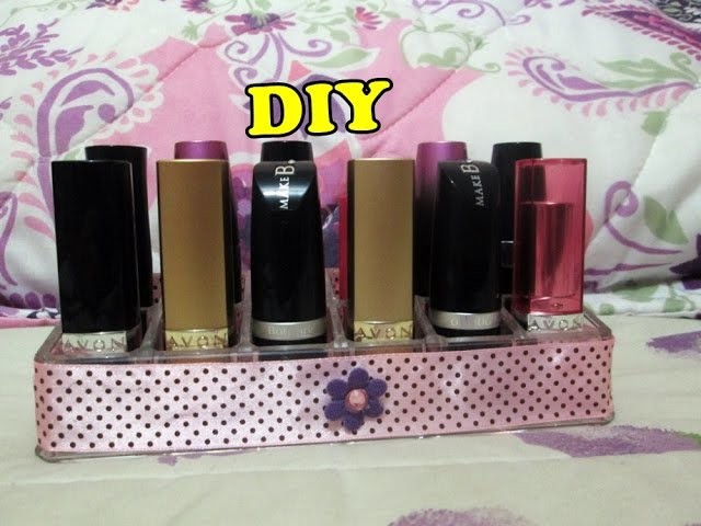 Diy porta batom decorado com fita poá