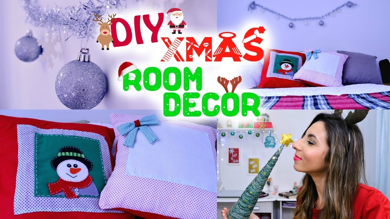 DIY: Xmas Room Decor - almofadas sem costura, árvore de linha, porta vela. | Paula Souza