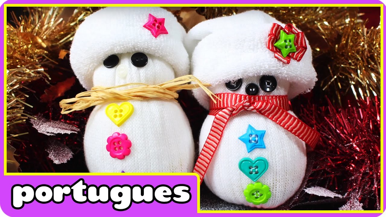 How to Make A Sock snowman - Como Fazer um Bonecos de Neve de meias - Especial de Natal