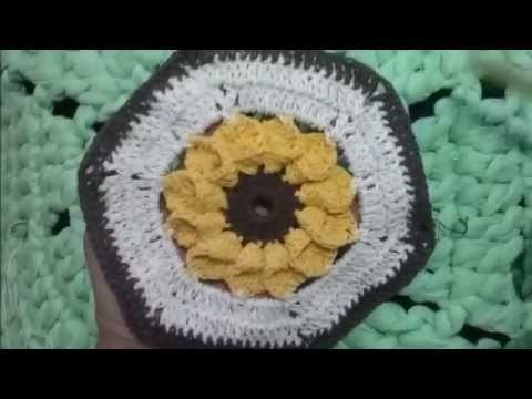 Flor- girassol dobrado em crochê| Artes com Carmem
