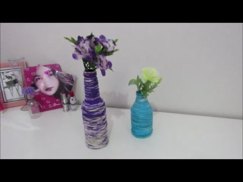 DIY: Faça você mesmo garrafa de vidro decorada com barbante !!!