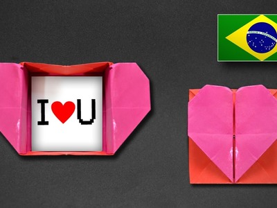 Origami: Caixa Envelope de Coração - Instruções em Português PT BR