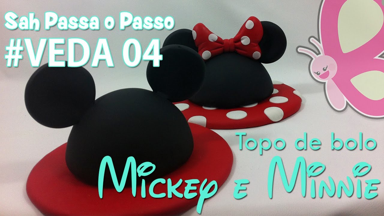 (DIY) Topo de Bolo Mickey e Minnie ( Topper cake ) - Sah  Passa o passo -#VEDA 04