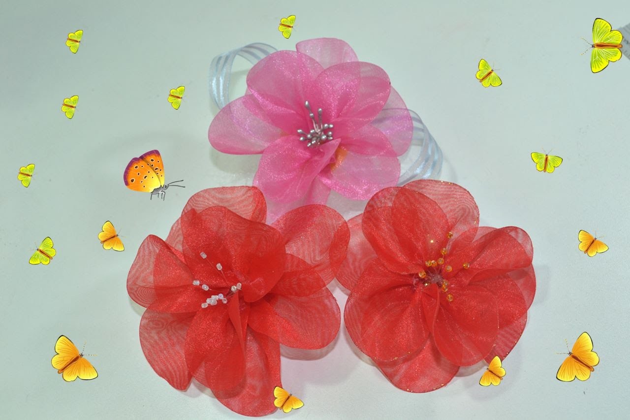 Flor feita com organza, muito fácil - DIY