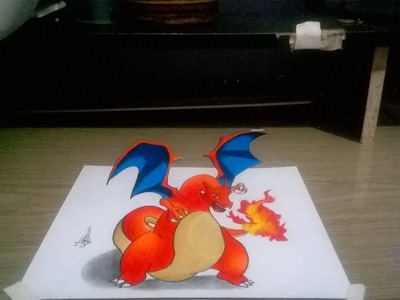 No clima de Pokémon Go: Desenhando  Charizard em 3D!