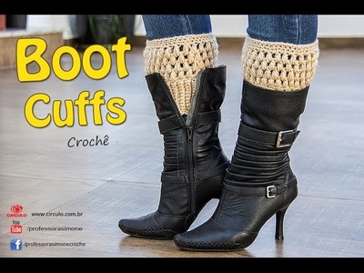 Boot Cuffs de Crochê - Com tabela de Tamanhos- P, M e G - Professora Simone