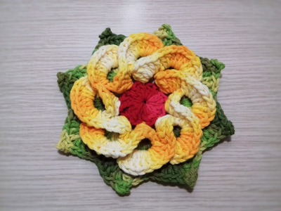 Flor de Crochê Para Aplicação # Flor Amarela