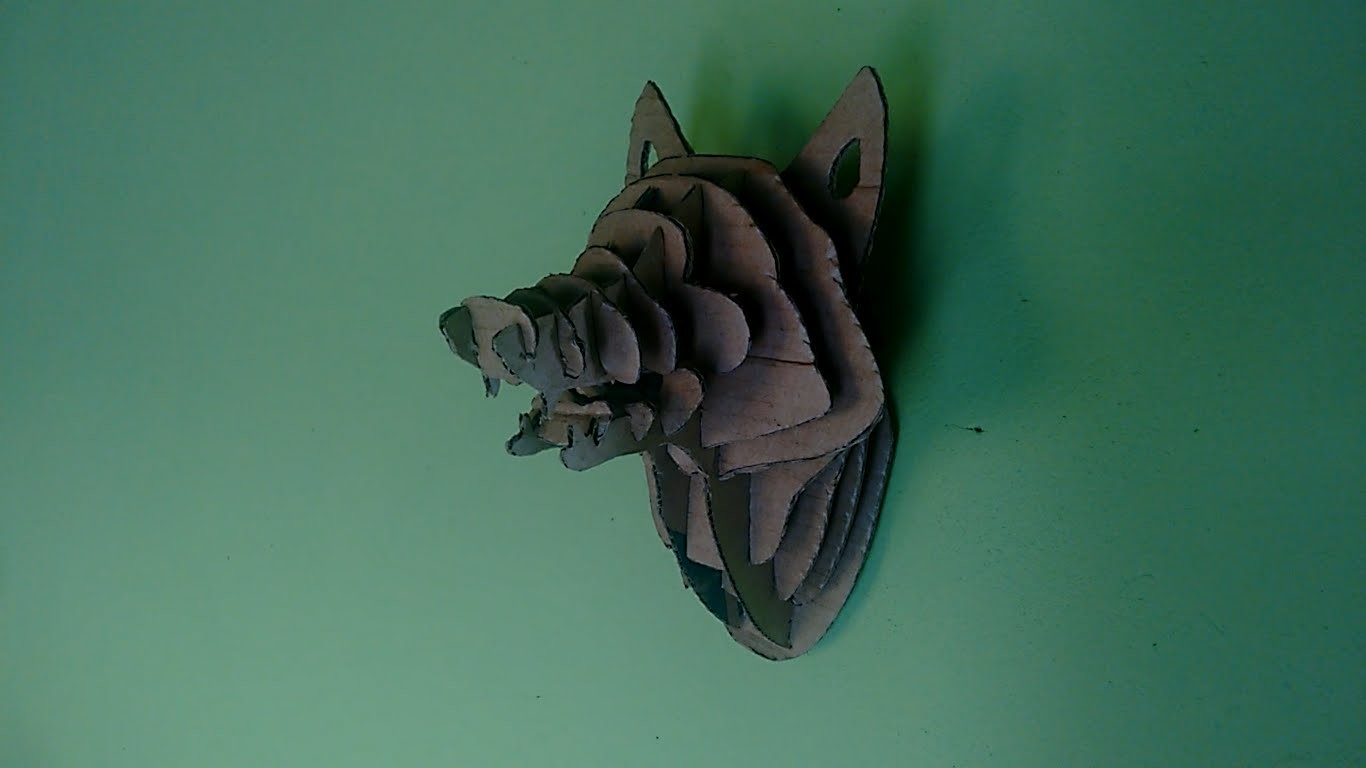 DIY - trofeu de caça de papelao (cabeça de lobo)