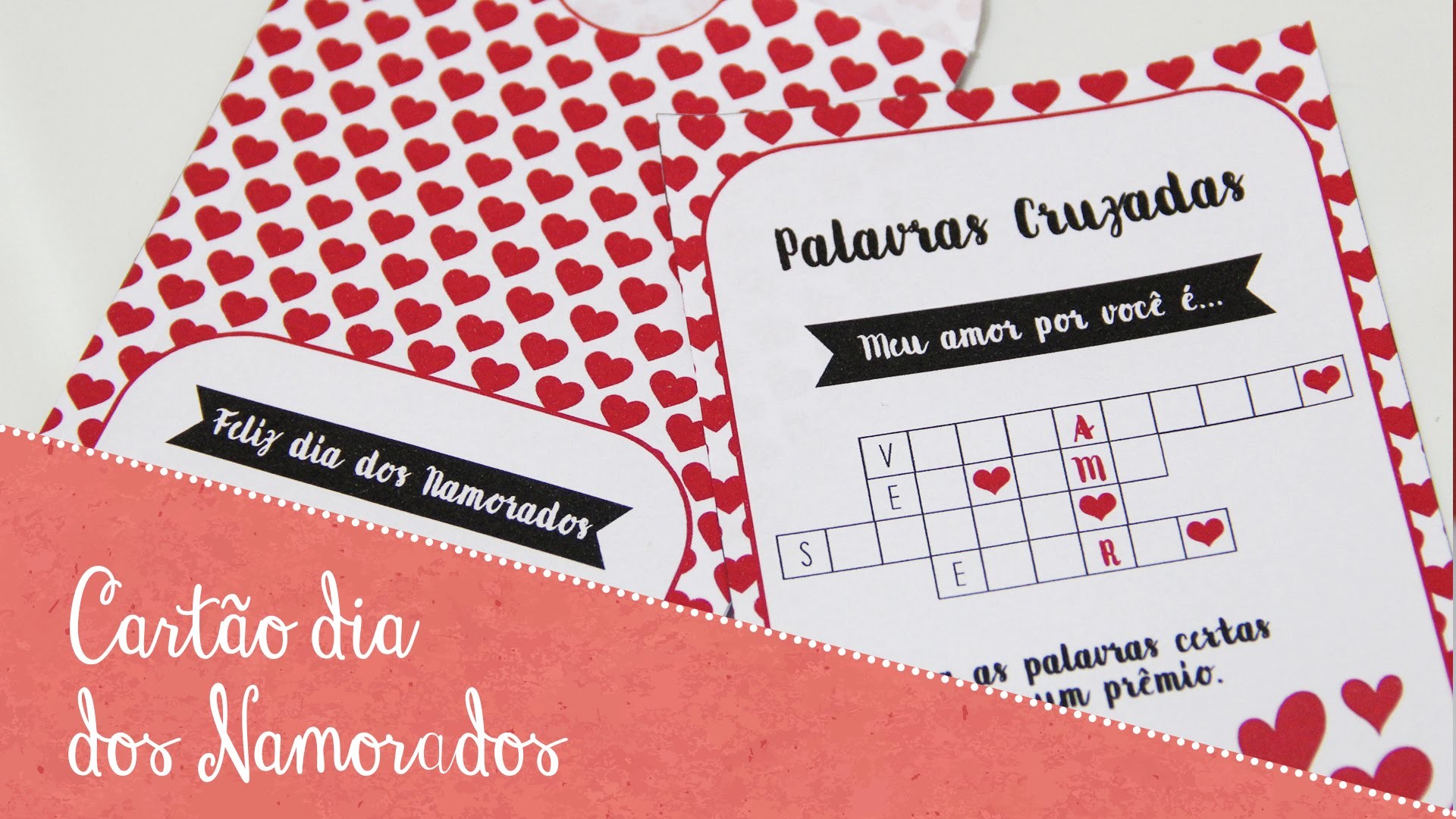 DIY - Cartão dia dos Namorados - PALAVRAS CRUZADAS