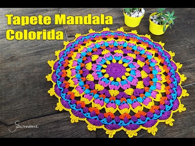 Tapete de Crochê Mandala Colorida Parte 2 - Simone Eleotério