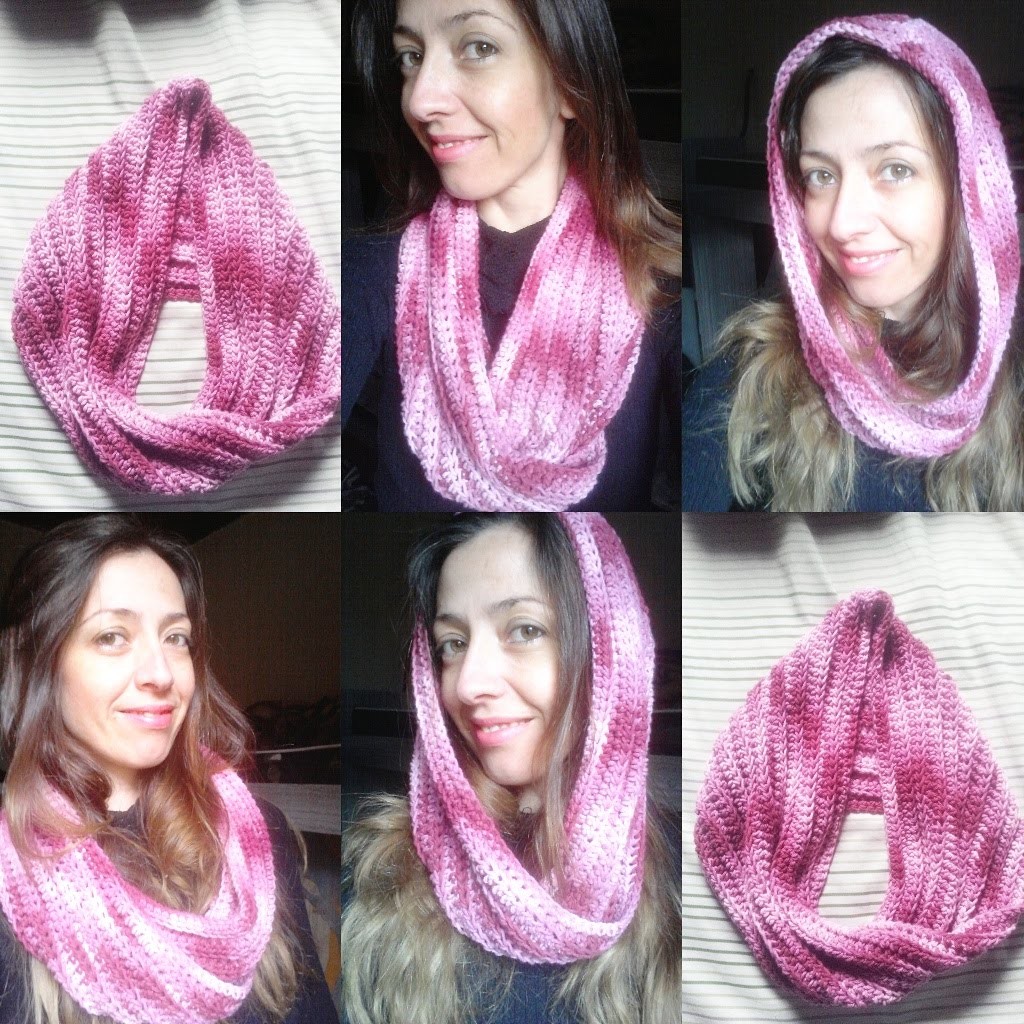 Gola Torcida em croche com Barroco.Crochet infinity scarf