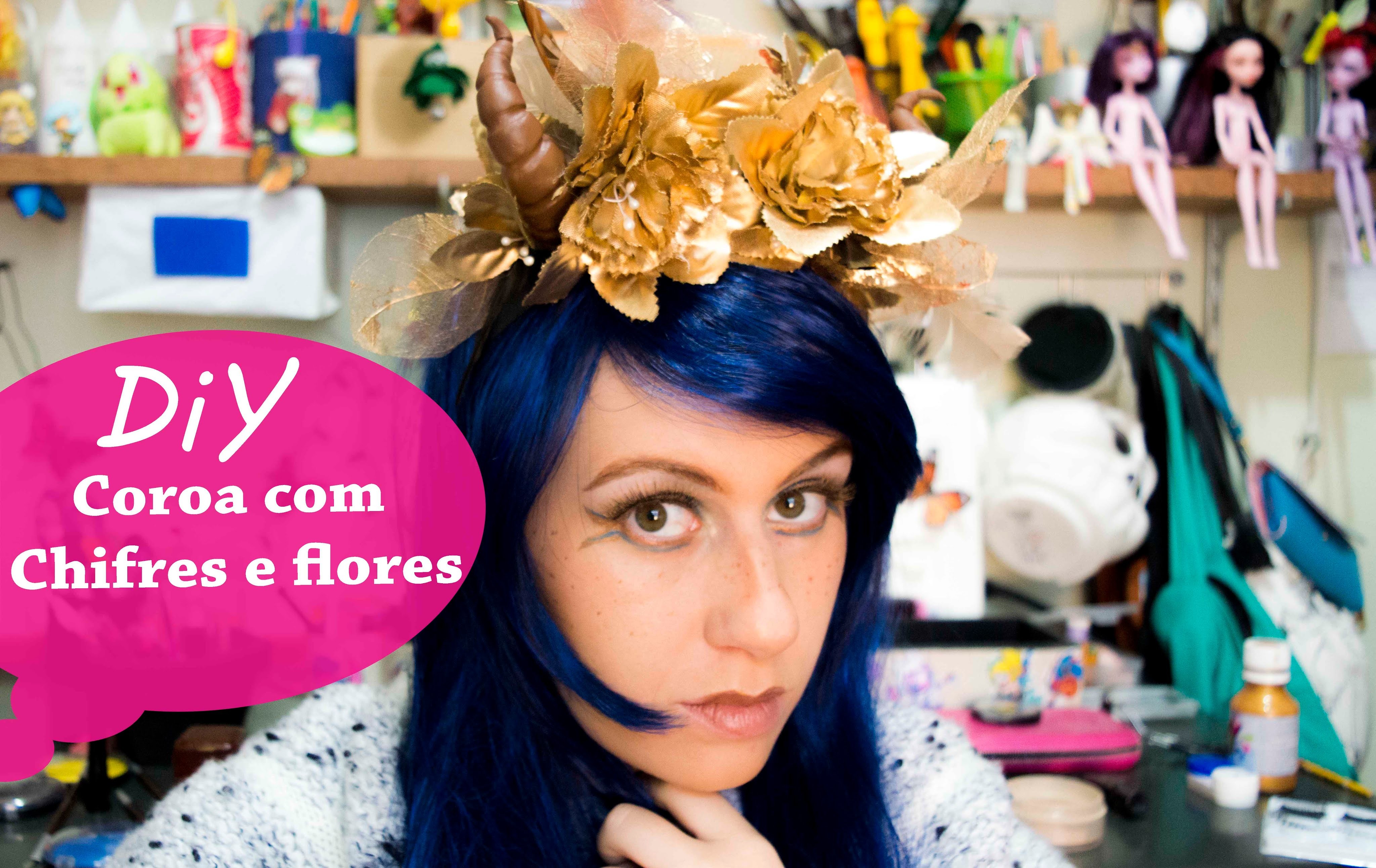 DIY - Coroa com Chifres e Flores