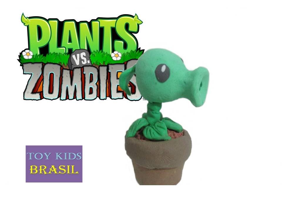 DIY plants vs. Zombies de massinha- how to make PeaShooter play doh!!! plastilina-clay