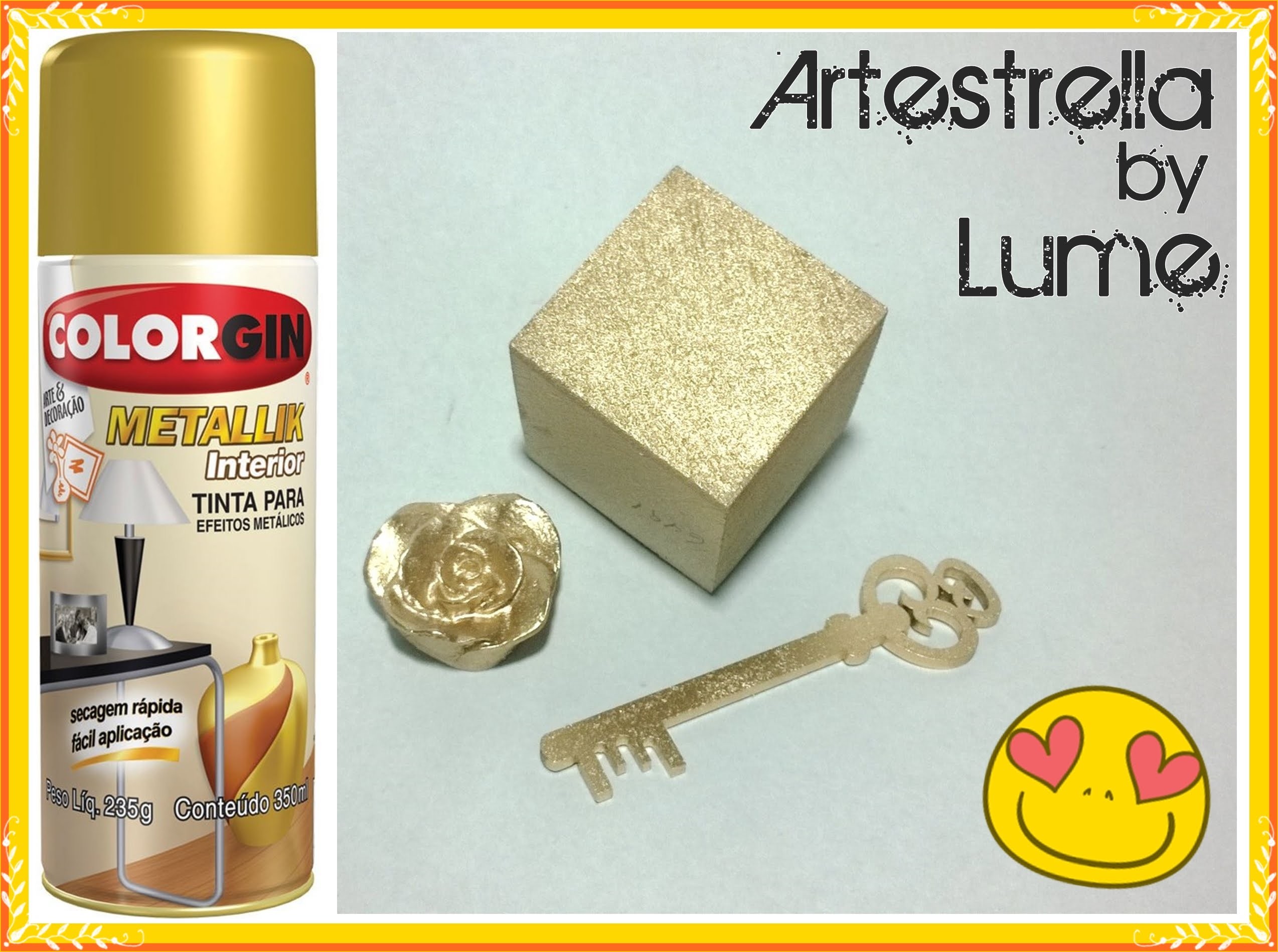 Dica Spray Colorgin Metallik Ouro para artesanato - efeito dourado metálico
