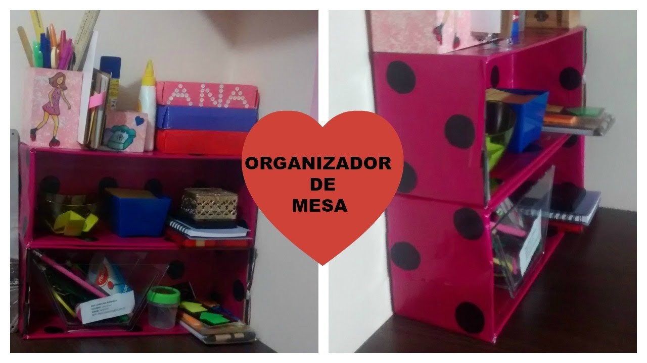 DIY Organizadores de mesa. Nicho com caixa de papelão