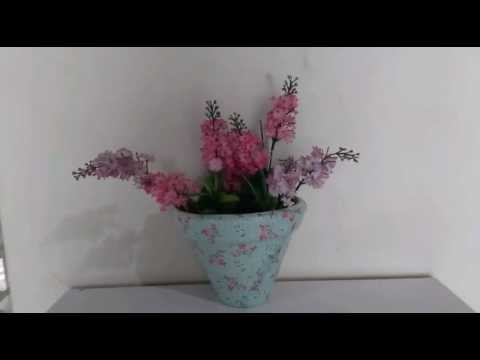 Diy  transformação de um vaso de cerâmica com papel de seda