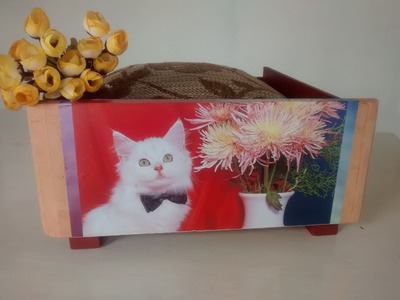 Artesanato com gavetas velhas- caminha para gato. Reciclando madeira