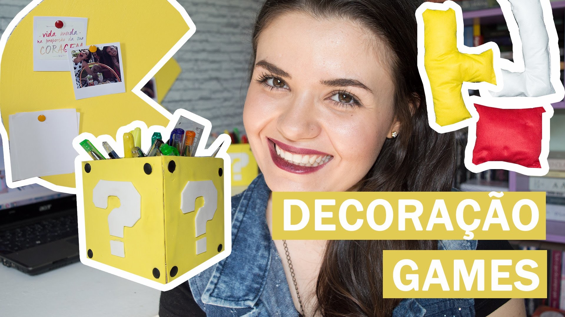 DIY - Decoração GAMES | Mural Pac-Man, porta-treco Super Mario e almofadas Tetris!