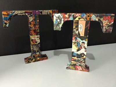 DIY - Customizando Letra Decorativa em MDF  (com Histórias em Quadrinhos )