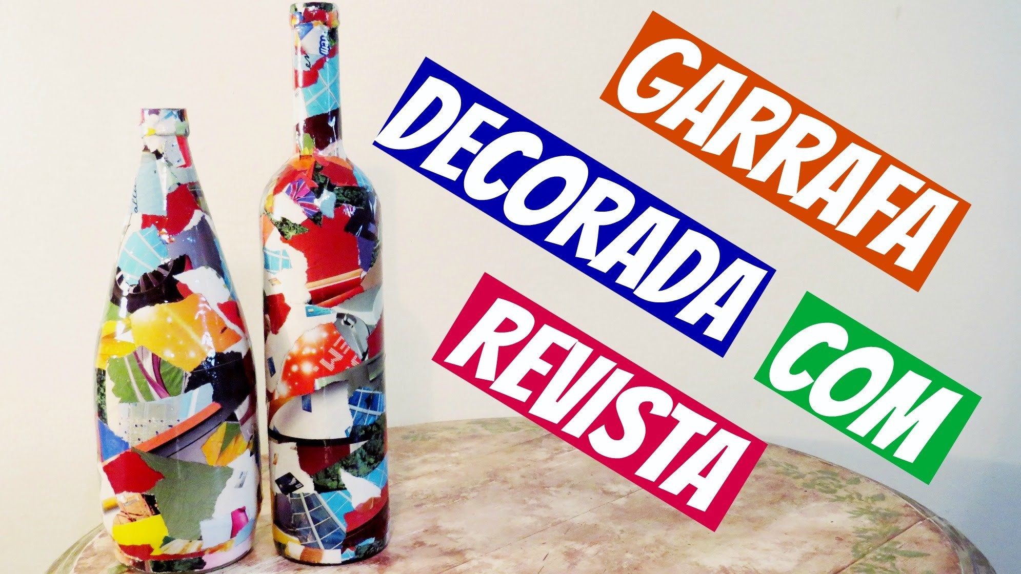 Garrafa Decorada com Revista - DIY
