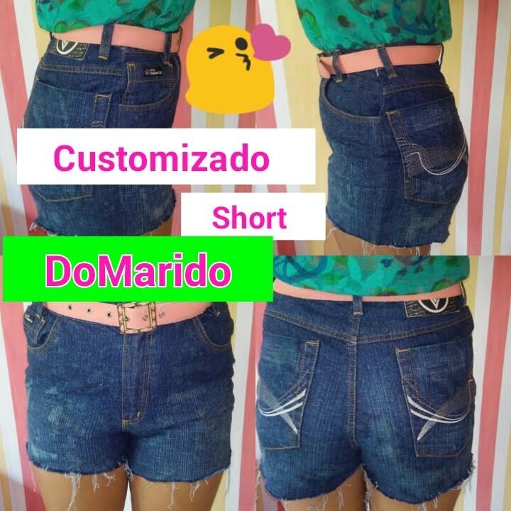 Diy Customizando Short Jeans Do Marido.