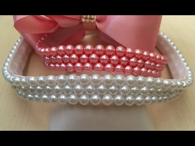 Como bordar pérolas no elástico - Jeito fácil e rápido - DIY Beads Headband