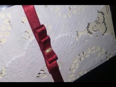 D.I.Y Ideia convite de casamento com papel doilie (papel rendado) e laço chanel vermelho