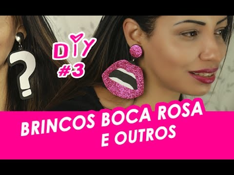 Brinco de Boca Rosa DIY Brincos divertidos Funny Earrings estiloso como brinco de pompom e acrílico