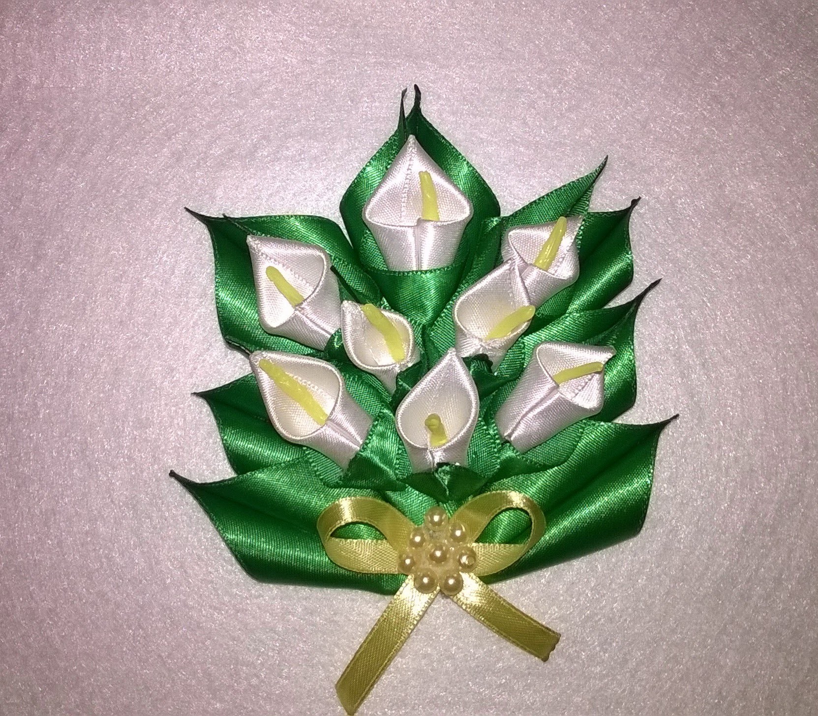 #13 - DIY -Arranjo Copo de Leite. Flor de cetim . Kanzashi. Satin Flower.