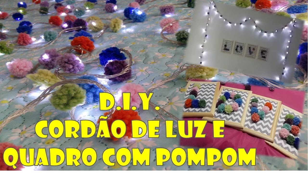 DIY Decorando o Quarto com Luzes, Quadrinhos e muitos POMPONS