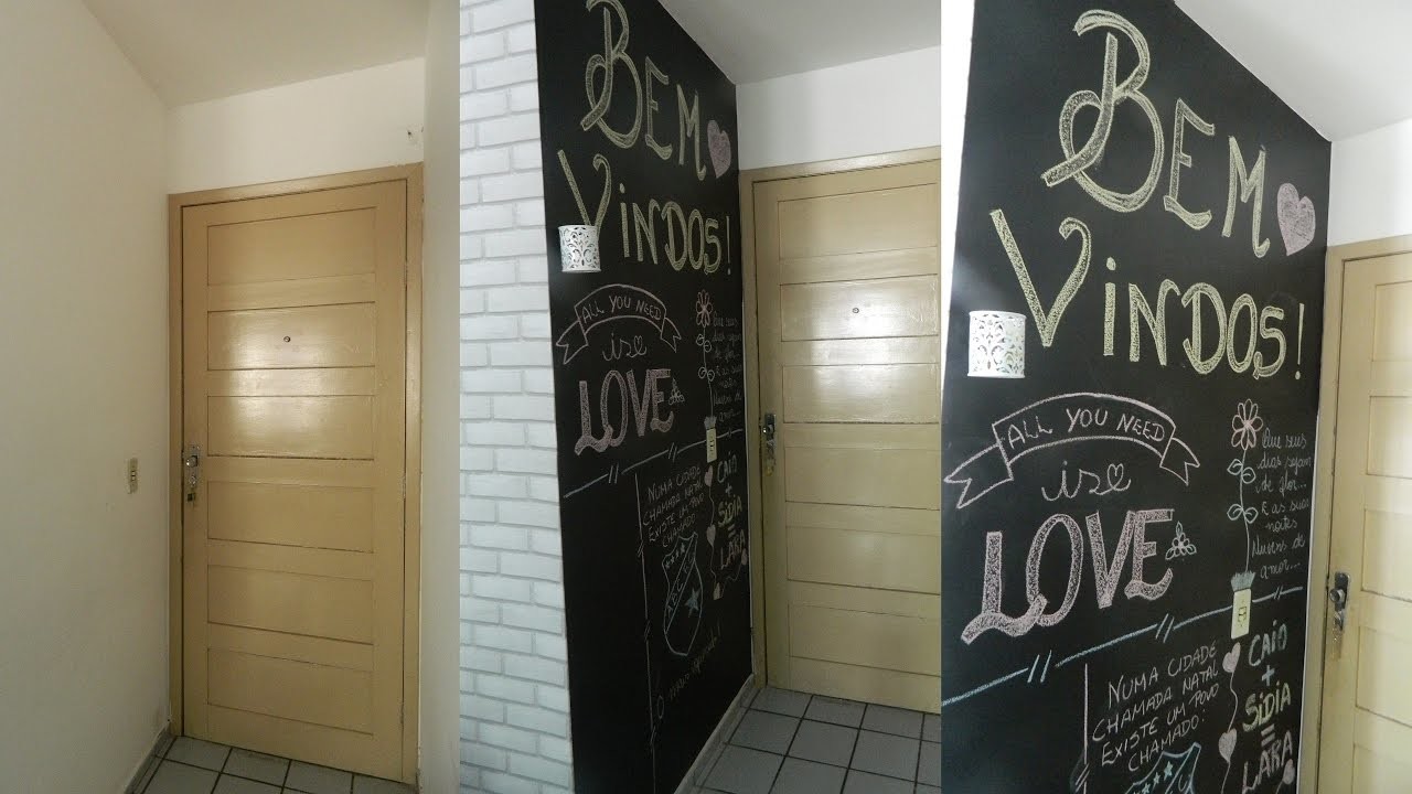 DIY: Parede lousa com papel contact (decore gastando pouco) making a black board