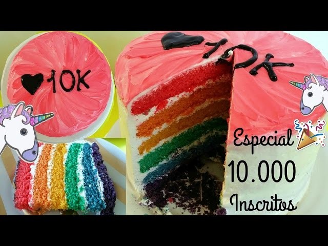 DIY - BOLO ARCO ÍRIS. RAINBOW CAKE ( ESPECIAL 10.000 INSCRITOS )