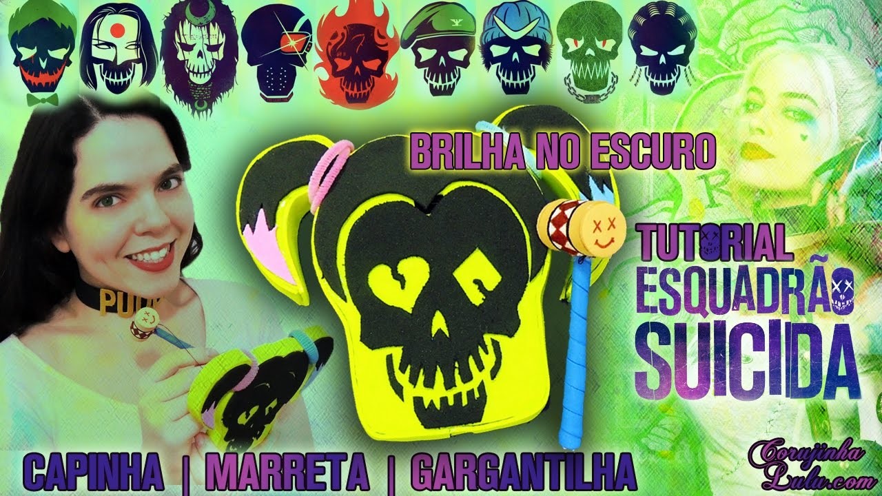 DIY Kit Esquadrão Suicida: Como fazer Capinha + Marreta touch + Gargantilha da Arlequina