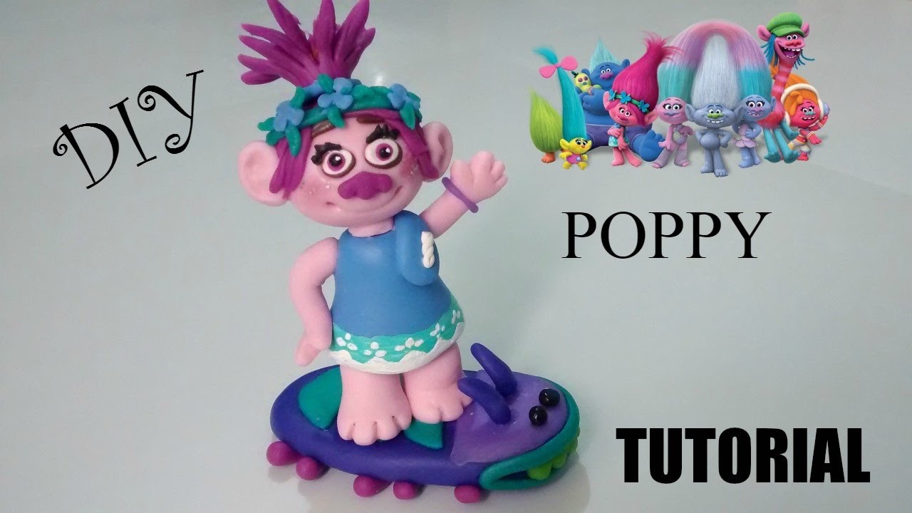 DIY : PERSONAGEM POPPY DO FILME TROLLS (TUTORIAL EM BISCUIT)