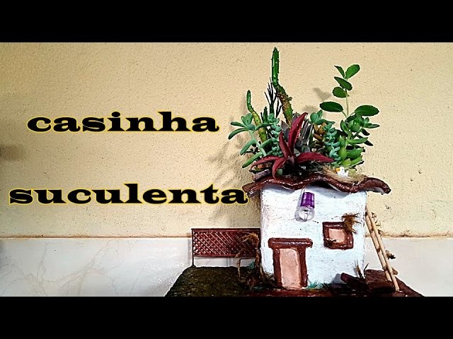 DIY.VASO CASINHA DE TOALHA E CIMENTO 1.2(MACETA CASITA DE TOALLA Y CEMENTO 1.2)