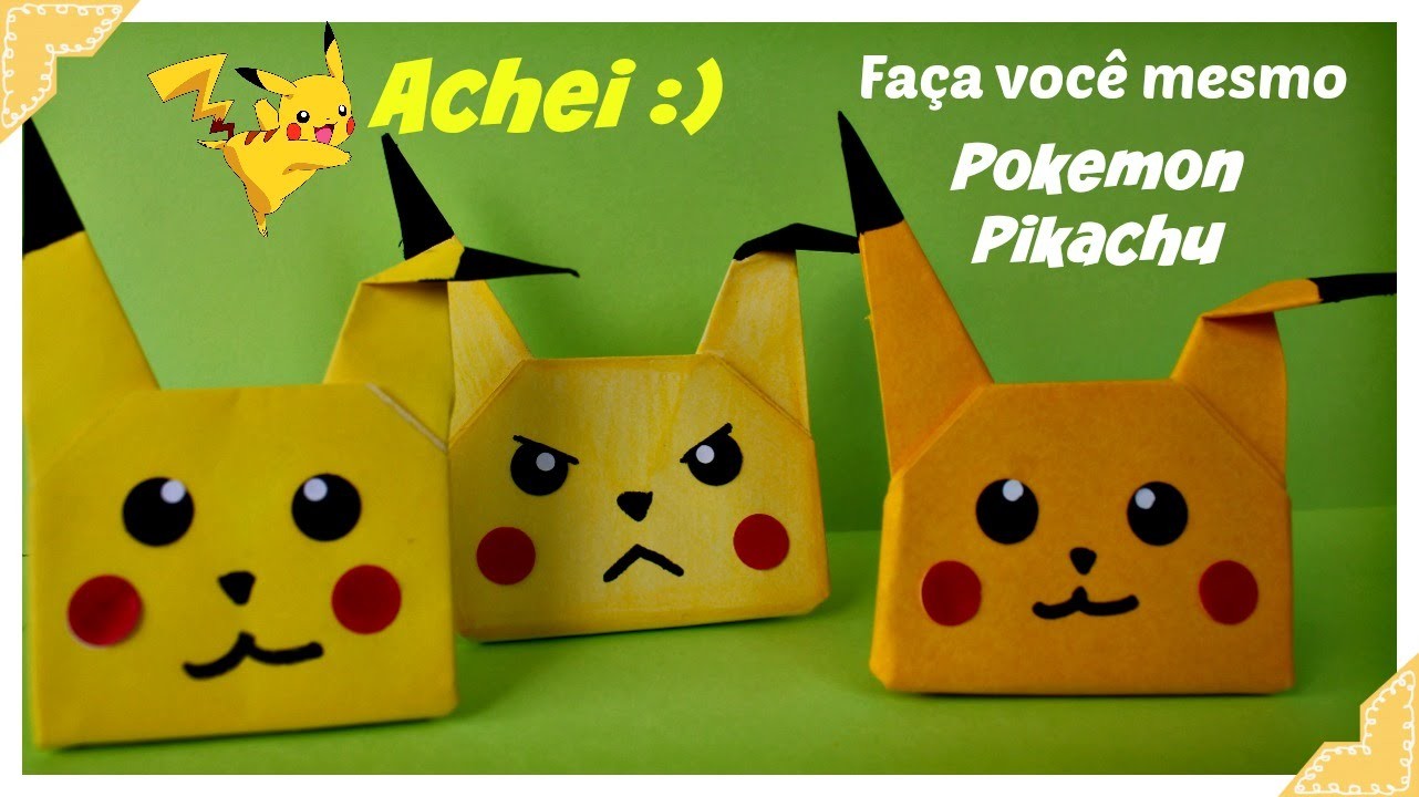 Como fazer Pokemon Pikachu com papel - Origami - dobradura com papel - Brincar Kids Toys