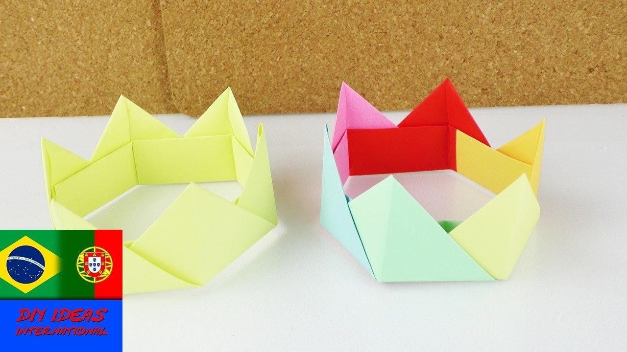Como fazer uma coroa com dobradura | Origami para festas | Para brincar de princesa
