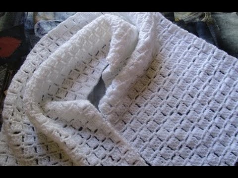 Crochê  cachecol muito facil branco