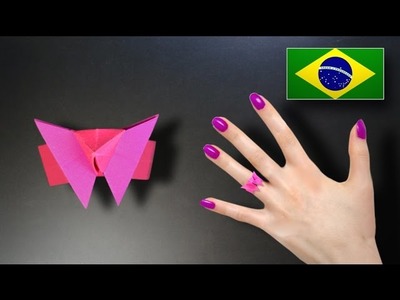 Origami: Anel de borboleta - Instruções em Português PT BR