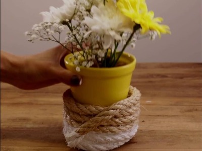 Cachepô rústico com corda para vaso de flor! #DIY 18