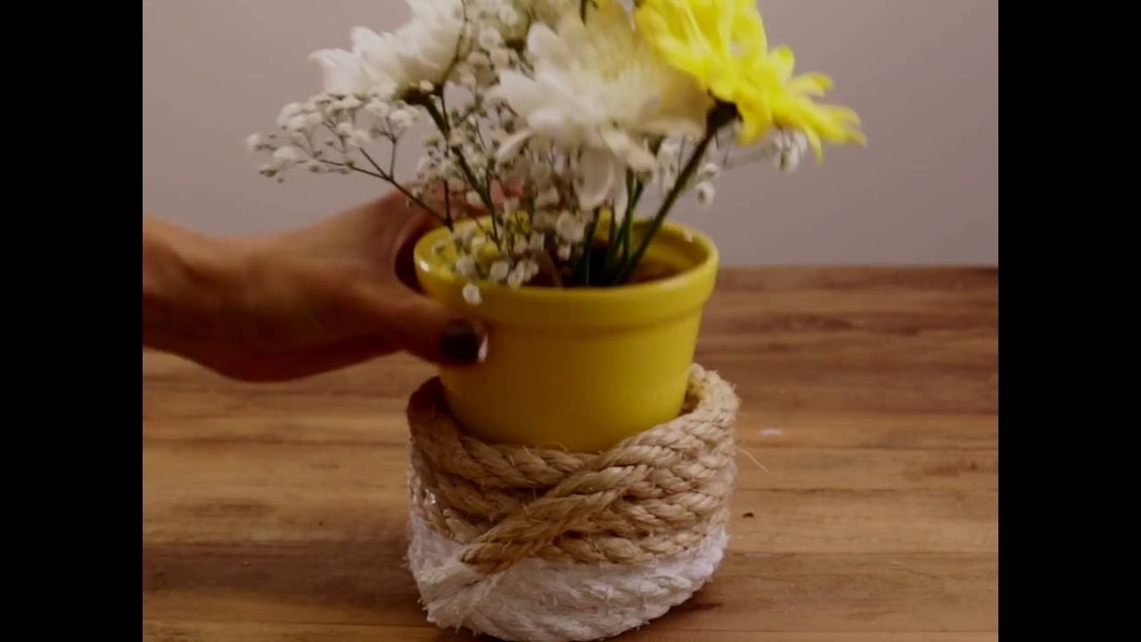 Cachepô rústico com corda para vaso de flor! #DIY 18