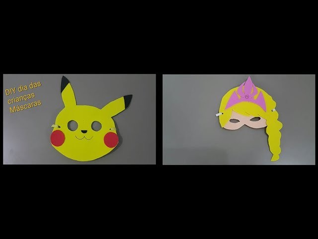 DIY dia das Crianças máscara pikachu e Elsa