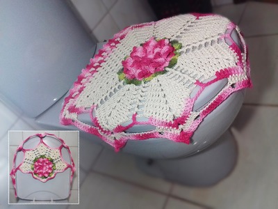 Jogo de Banheiro em crochê - Tampa do Vaso # Flor Jade