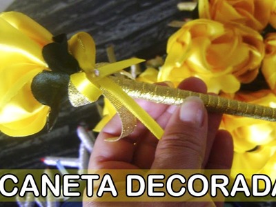 DIY - Caneta decorada com flor de cetim