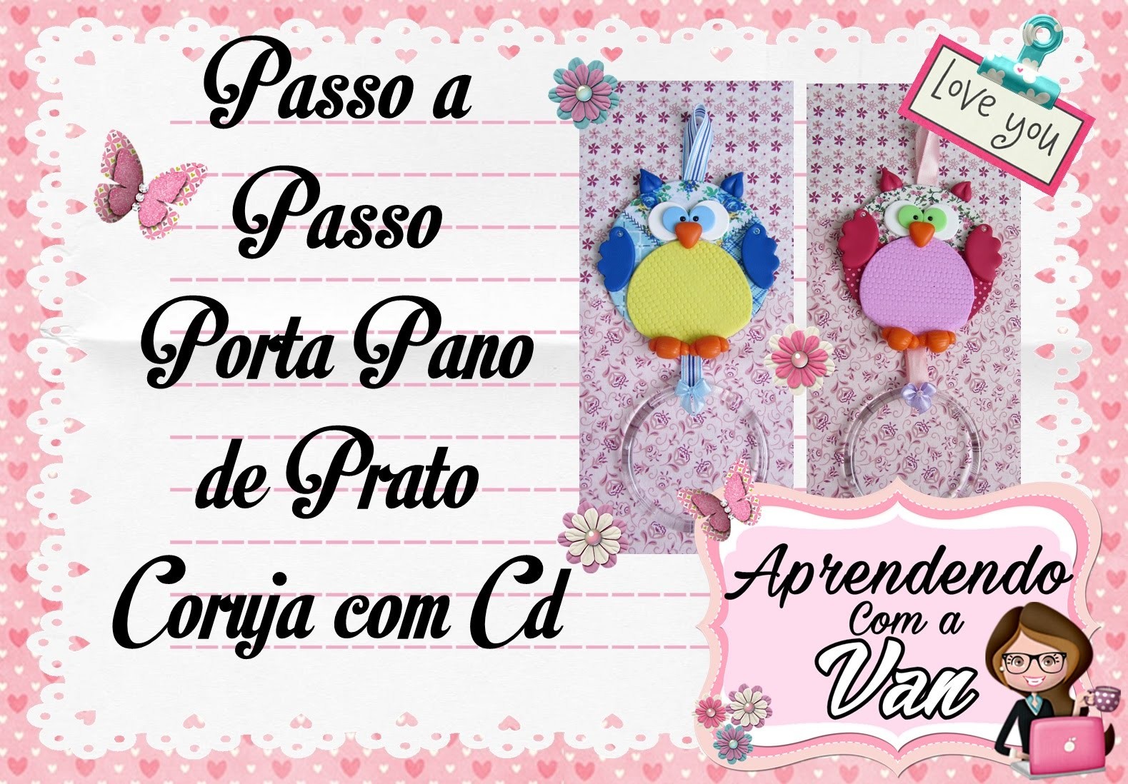 (DIY) PASSO A PASSO PORTA PANO DE PRATO CORUJA COM CD - Especial Dia das Mães #14
