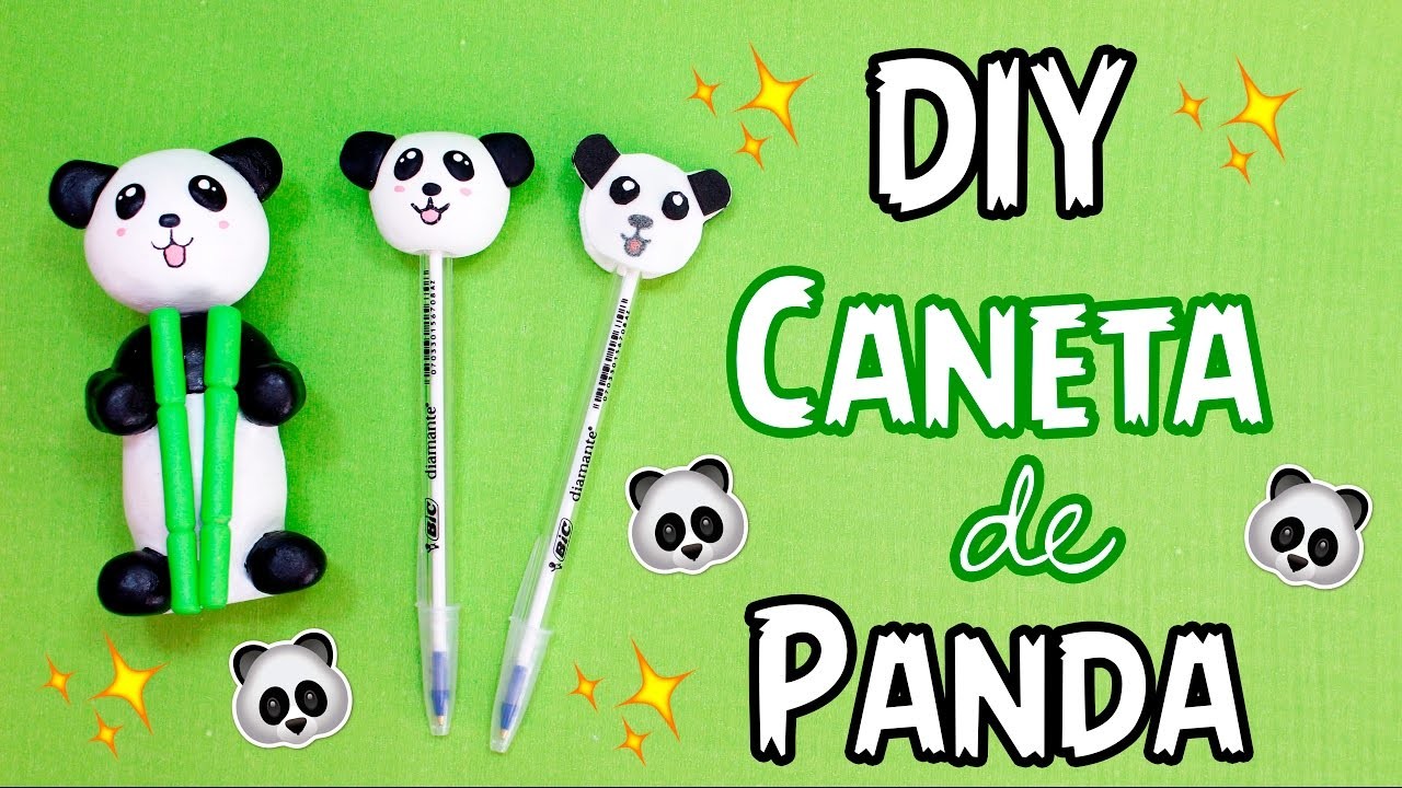 DIY - 3 IDEIAS de CANETAS DE PANDA - por Prih Gomes